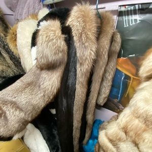 Silver fox and mink fur coat